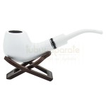 Pipa pentru fumat tutun confectionata din lemn de calitate vopsita in alb cu inel metalic marca Angelo